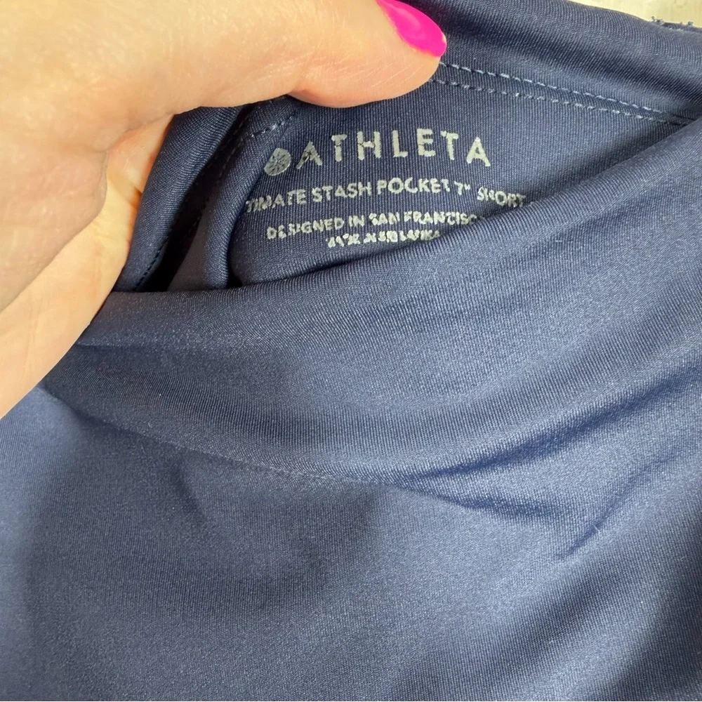 Athleta Dark Blue Ultimate Stash Pocket 7”‎ Bike Shorts